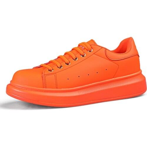 Sneakers Women 2021 Fashion Vulcanized Shoes Lover Lace-up Casual Shoes Orange Basket Shoes Breathable Walking Sewing Men Flats