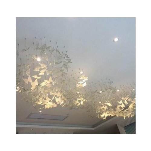 Butterfly lamp glass engineering lamp bedroom living room sales offices personality Nordic color Butterfly lamps ceiling creativ