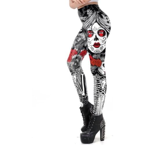 Leggins Halloween Skull Leggings For Women Girl Rose Print Fantastic Workout Party Sport Pant Stretch leggings