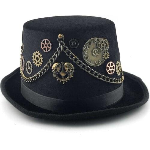 Gears Unisex Steampunk Top Hats with Goggles for Men Women