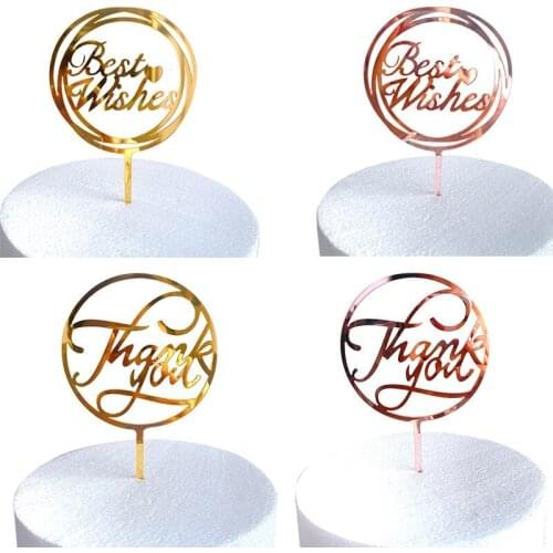 New Acrylic Thanksgiving Thank You Letter Gold Cake Toppers Best Wishes Cake Topper for Wedding Valentines Day Partty Cake Decor