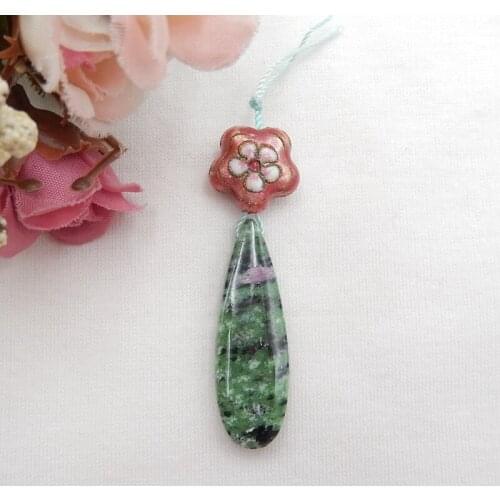 Wholesale gemstone,Ruby And Zoisite Intarisa Pendant 40x14x5mm15x8mm6.9g