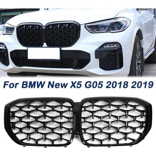 A Pair Black Front Kidney Grille For BMW New X5 G05 2018 2019 Grille Front Bumper Grill Car Styling