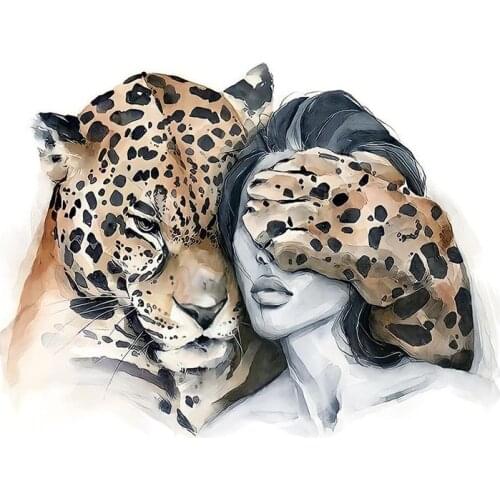 PhotoCustom Paint By Numbers Leopard DIY Oil Painting By Numbers On Canvas Animals 60x75cm Frameless Number Painting Home Decor