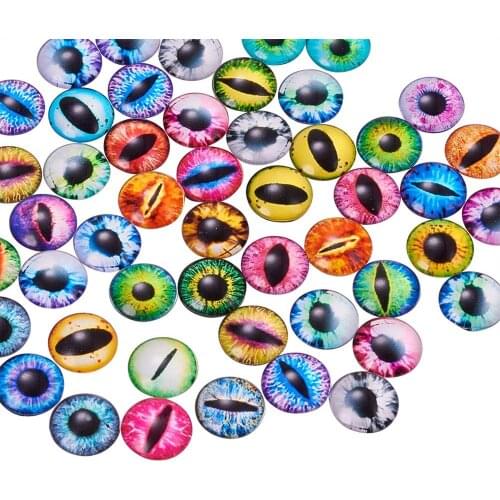 12m Half Round Dome Eye Printed Glass Cabochons Flatback Scrapbooking Dome Cabochons for Jewelry Making Mixed Color 12x4mm