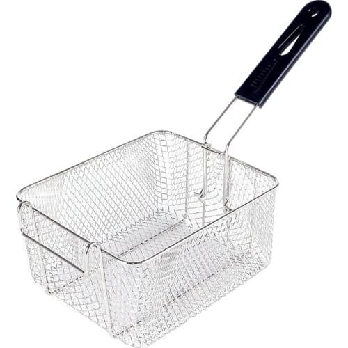 Stainless Steel Deep Fry Basket Rectangle Wire Mesh Strainer with Long Handle Frying Cooking Tool Food Presentation Tableware