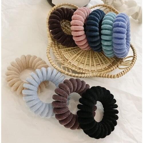 1PC Elastic Hair Bands Velvet Spiral Shape Ponytail Holders Hair Ties Gum Rubber Band Hair Rope Telephone Wire Hair Accessories
