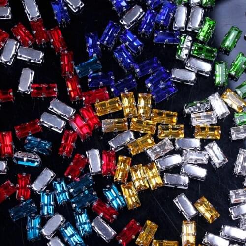 DIY Rectangle Rhinestones For Clothing Shoes Four Claw Diamond Rhinestones Applique All For Sewing Decoration Strass Diamante F