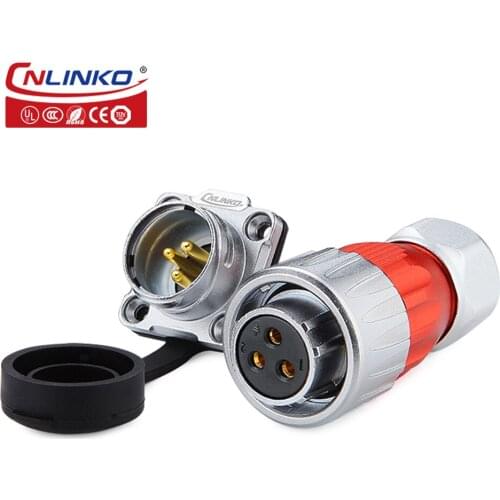 Cnlinko 1 / 4 Bayonet Connect Metal Shell IP67 Waterproof Connector 20A 3 Pin Plug Automotive Aviation Female Plug Socket 3pin