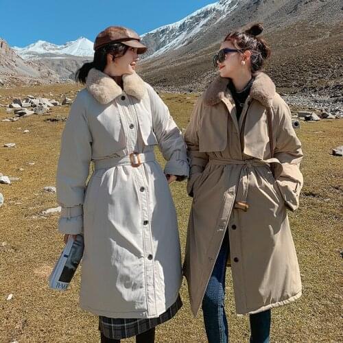 Real shot 2021 new fashion temperament female girlfriends Parker cotton coat stand-up collar lamb wool tooling coat tide