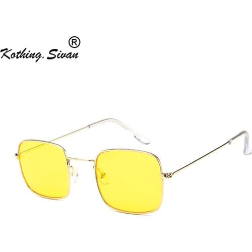 Small Square Cat Eye Sunglasses 2019 New Fashion Women Retro Brand Designer Red Sun Glasses Men Small Yellow Goggle Glasses
