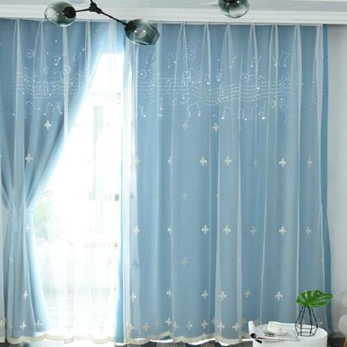Modern Curtains for Living Room Bedroom Double-sided Matte High-precision Hollow Notes Curtains Finished Product Customization