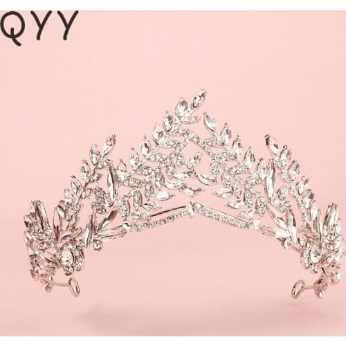 Bridal Wedding Hair Accessories Rhinestone Crown Headband Silver Color Crystal Tiaras and Crowns for Women Party Hair Jewelry