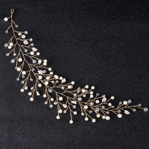 Gold/Silver Color Hair Jewelry Headbands Crystal Pearl Handmade Wedding Jewelry For Hair Bridal Head Decoration Ornament