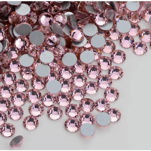 Light Pink Crystal Silver Back FlatBack Glass Rhinestones Non-HotFix for Nail Art Decorations Flat Back Rhinestones Crystal
