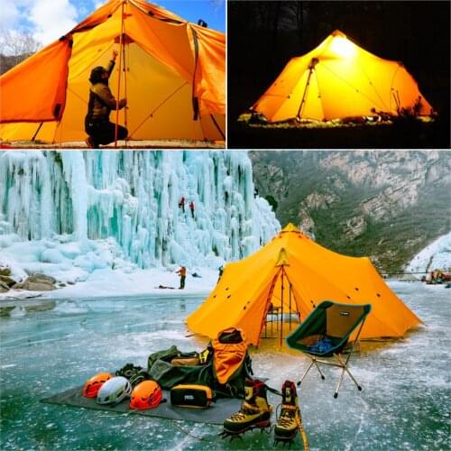 6-8 Person 4 Season Camping Flysheet Ultralight 680g Two-sided Silicone Coating Nylon Rodless Large Waterproof Backpacking Tent