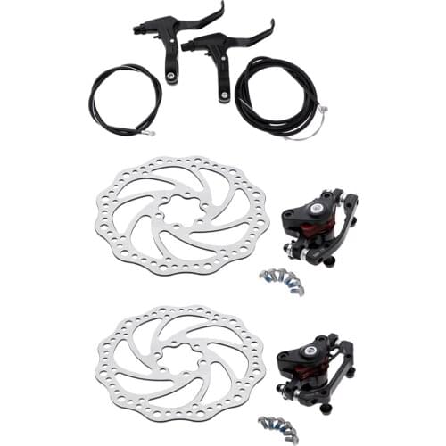 Bicycle Bike Mechanical Disc Brake Front And Rear 160mm Whit 6 Bolts & Brake Lever And Cable Frame Protector Wrap Cover