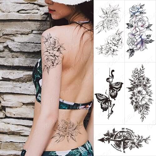 Waterproof Temporary Tattoo Sticker Fox lotus tiger Flash Transfer Tattoos Flowers animals Body Art Arm Fake Tatoo Women Men