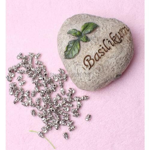 High Quality 100Pcs 6x9mm Skull Shape Retro silvering White Tibetan Jewelry Spacers Beads DIY Creative Jewellery Making w2398