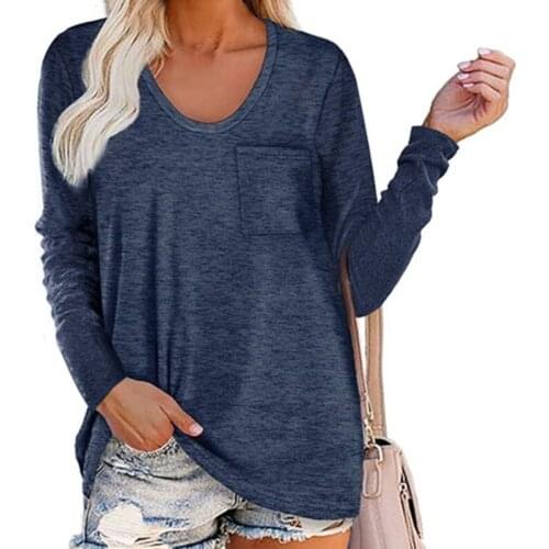 Women T Shirt Lady O Neck T-Shirt Causal Solid Color Long Sleeve Loose Tops For Female 2021 Autumn Fashion Clothing