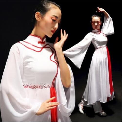 0111) woman Chinese Classical dance clothes Hanfu ancient costume fairy poetic fan/umbrella dance wear Theater performance