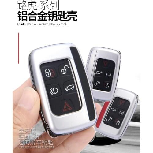 1x Fashion Aluminum Alloy Key Shell + Alloy Key Chain Rings Car Protective Case Cover Auto Skin Shell For Land Rover Range Rover
