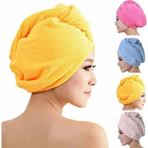 1pcs Microfibre After Shower Hair Drying Wrap Womens Girls Ladys Towel Quick Dry Hair Hat Cap Turban Head Wrap Bathing Tools