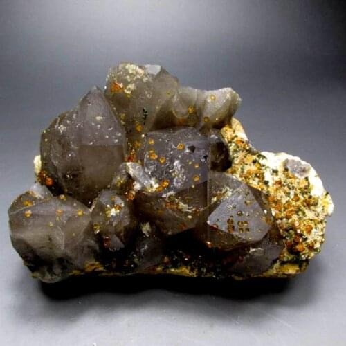 1505g/16cm Smoky Quartz Cluster+Spessartine Garnet - crystals and stones healing Mineral specimen Home Decor feng shui