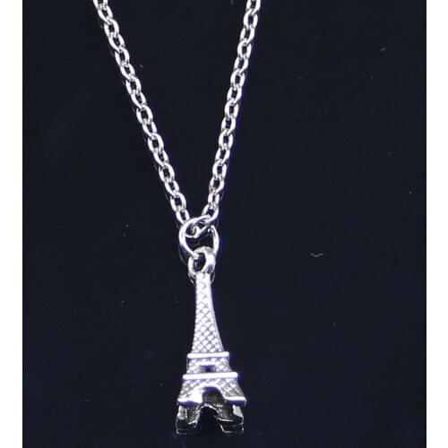 20pcs New Fashion Necklace 23x9x9mm eiffel tower paris Pendants Short Long Women Men Colar Gift Jewelry Choker