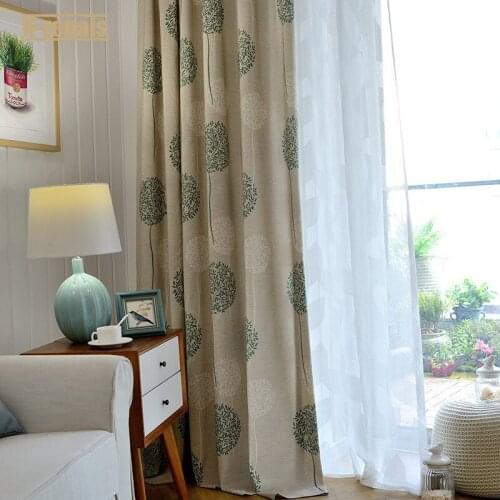 2021 New Curtain Fabric Modern Simple Semi-shading Polyester-cotton Printed Curtain Curtains for Living Dining Room Bedroom