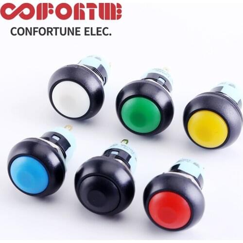 6PCS 12mm 1/2" Mounting Hole On Off Non-Locking Mini Round Switch 33A Waterproof IP65 Mushroom Momentary Push Button Switch