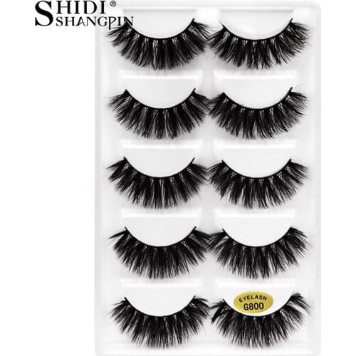 SHIDISHANGPIN 50 pairs natural long false eyelashes fluffy 3d mink lashes make up 100% cruelty free fake eyelash faux cils G800