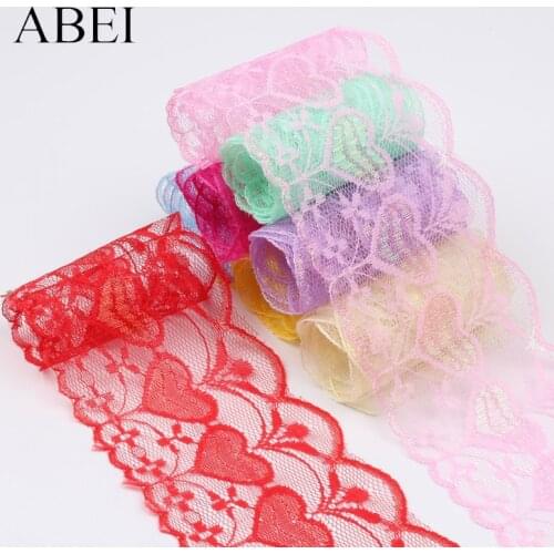 7.5cm 10Yards Embroidery Heart Lace Trims DIY Sewing Ribbon Fabric Handmade Garments Accessories