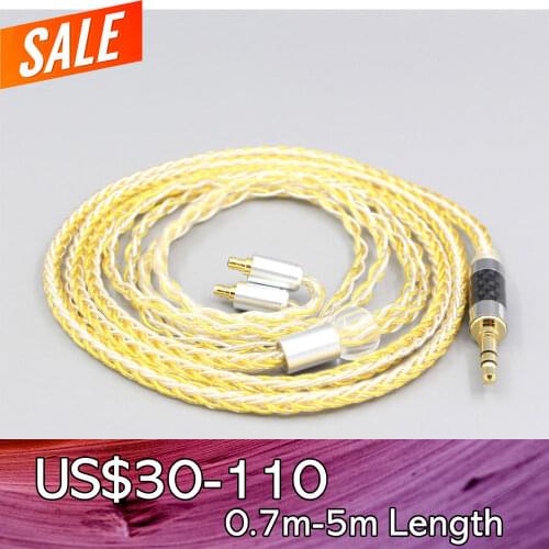LN007290 8 Core OCC Silver Gold Plated Braided Earphone Cable For Sennheiser IE400 IE500 Pro