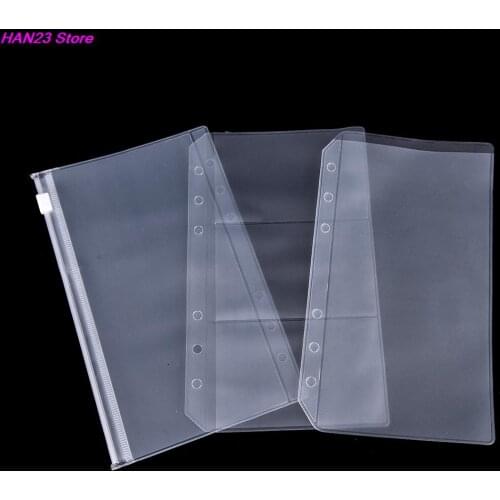 A5/A6 PVC Transparent Zip Lock Envelope for 6 Holes Binder Pocket Refill Organiser Stationery