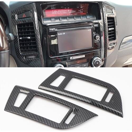 For Mitsubishi Pajero Shogun V80 2007-2019 Accessories ABS Carbon Fiber Interior Air Condition Vent Outlet Cover Trim