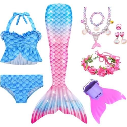 AngelGirl Beautiful Girl Swimming Mermaid Tail With Bikini Mermaid Princess Copslay Party Costume Kids High-elastic Summer Dress