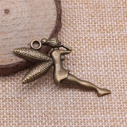 Free shipping 21pcs 49x29mm antique bronze Listening angel charms diy retro jewelry fit Earring keychain hair card pendant