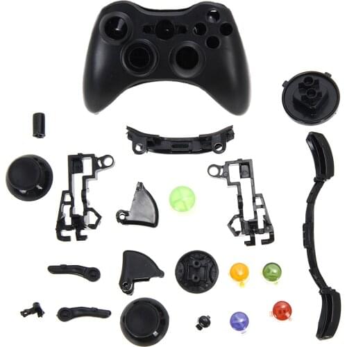 Wireless Game Controller Hard Case Black Gamepad Protective Shell Cover Full Set With Buttons Analog Stick Bumpers For XBox 360