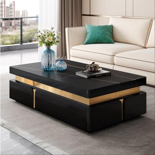 Tea table simple living room TV cabinet combination household rectangular rock plate tea table table