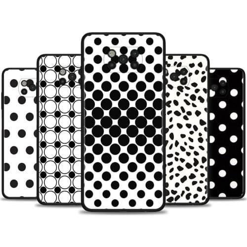 Black and White Polka Dot Caso For Xiaomi 11 Ultra 11X Pro 9SE 8Lite 11i 10T 9T 9 Pro Lite Shell for MI Note 10 Pro CC9E Fundas