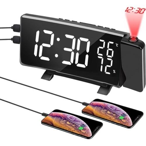 Digital alarm clock electronic projection clock household creative alarm clock temperature and humidity meter