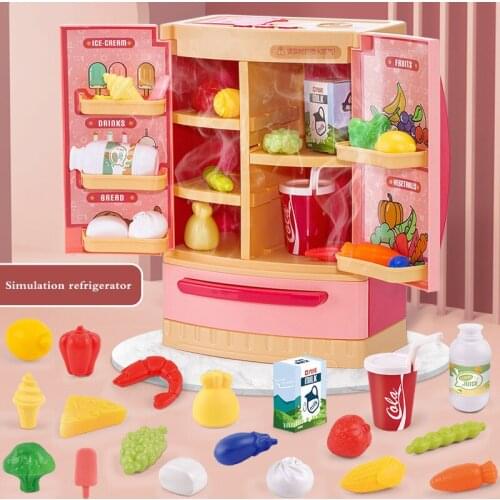 Children Simulation Refrigerator Multifunction Kids DIY Pretend Role Play Toy Miniature Kitchen Simulation Food Gift To Kids