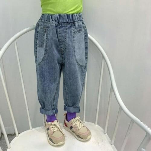 Autumn new style childrens handsome jeans trousers, boys and girls personality and comfortable all-match jeans