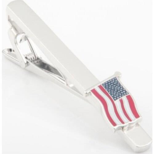 10pcs/lot Quality American Flag Tie Clips American National Flag Tie Pins Necktie Bars Suit Sticker Mens Jewelry Accessory