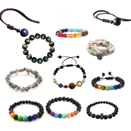 8mm Natural Stone Colorful Chakra Bracelet Stone Bracelet Accessories For Women Boho Tassel Bracelet Jewelry Wholesale