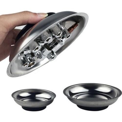 Round Magnetic Parts Tray Bowl Dish Stainless Steel Garage Holder Tool Organizer Household Tools Wholesale Drop Shipping