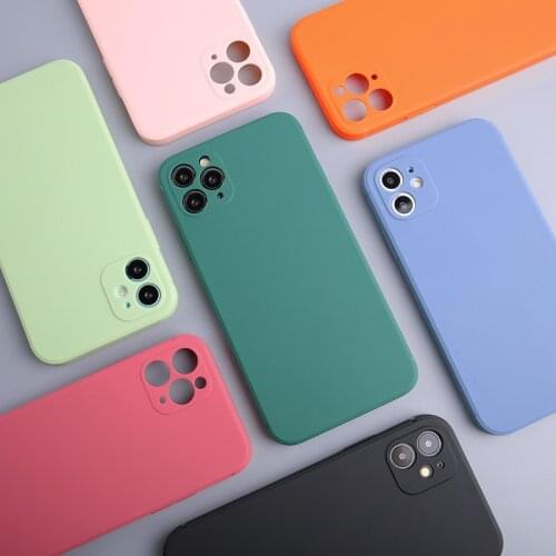 Square Simple Candy Solid Color Ultra-thin TPU All-inclusive Camera Phone Case For iPhone 11 Case Mobile Phone Soft Back Cover