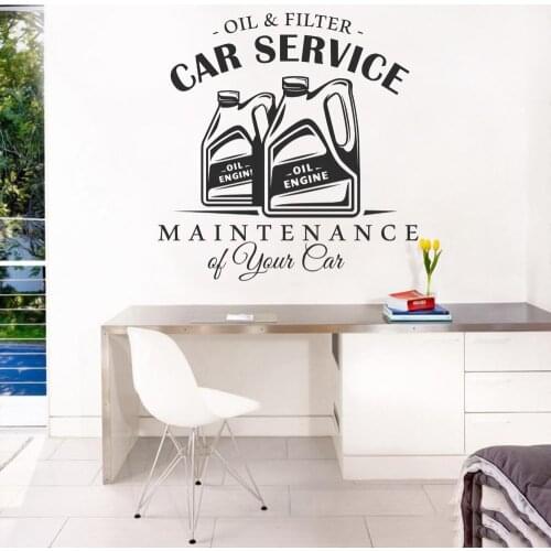 Oil And Filter Car Service Decal Wall Sticker For Auto Garage Service Decoration Removable A002175