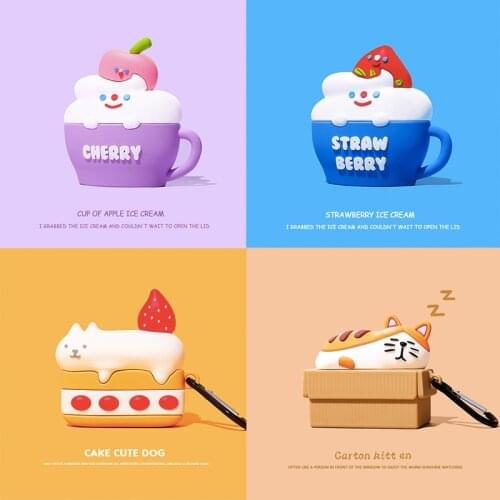 Cute Earphone Case For Airpods Pro Case Silicone pig Cat Cartoon Headphone Earpods Cover For Apple Air pods 12 Case Bags